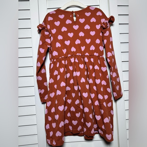 Hanna Andersson Kids Pink Heart Dress with Ruffle Sleeves & Pockets Size 6-7 - Picture 4 of 5